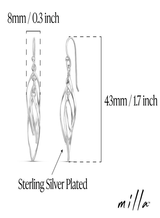 MILLA Teardrop Earrings - Designer Silver Statement Earrings or Gold Dangle Earrings for Women Trendy Upscale Sterling Silver Wire Dangly Earrings (Linear Swirl/Sterling Silver Plated) - Image 3